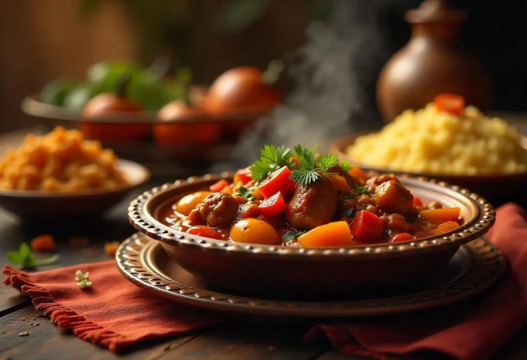 Comida típica de Marruecos con tajín y cuscús